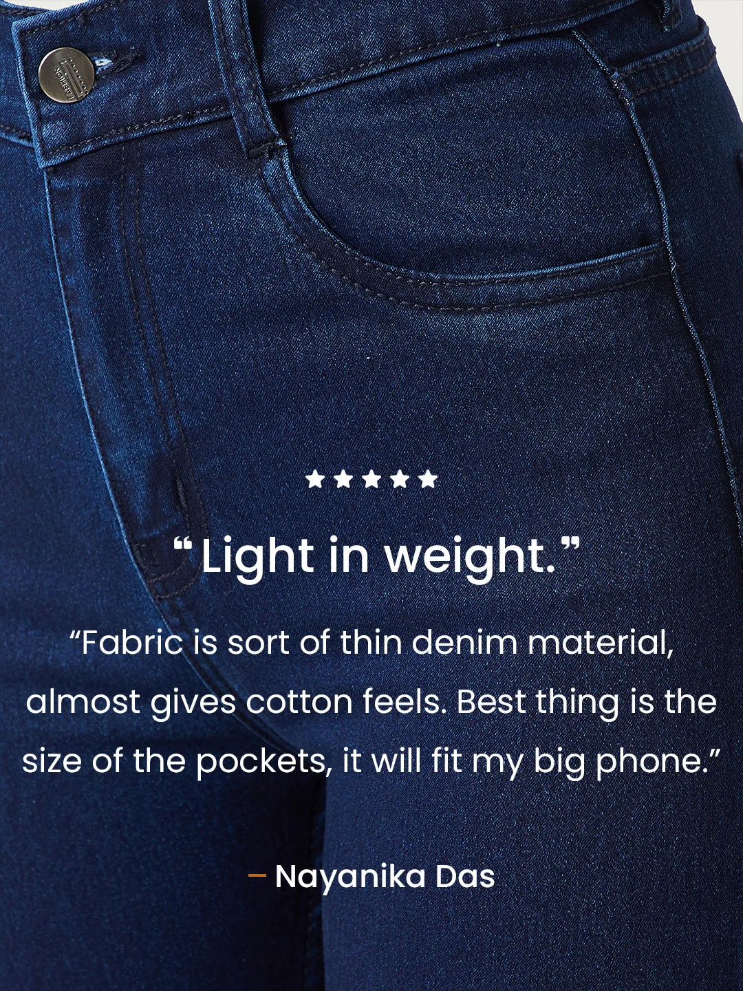 24/7 comfort Women's Navy Blue Skinny High Rise Solid Clean Look Cropped Fringed Hemline Stretchable Denim Jeans