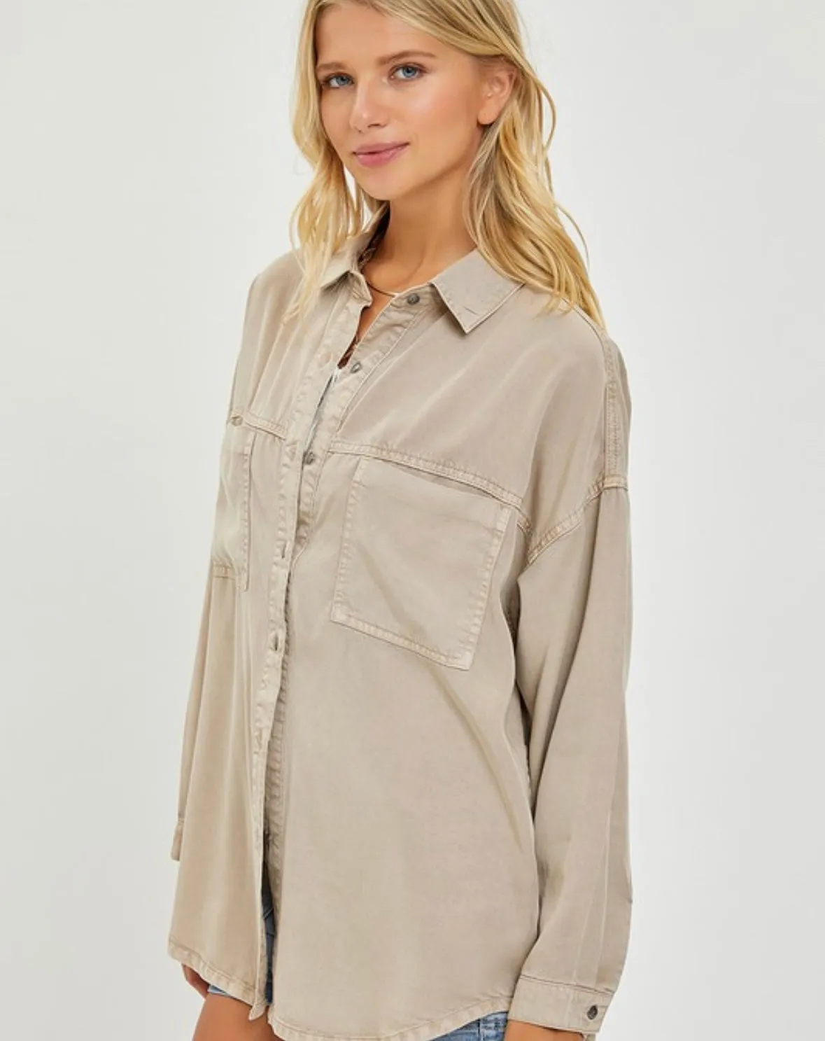 A Curvy Tencel Button Up