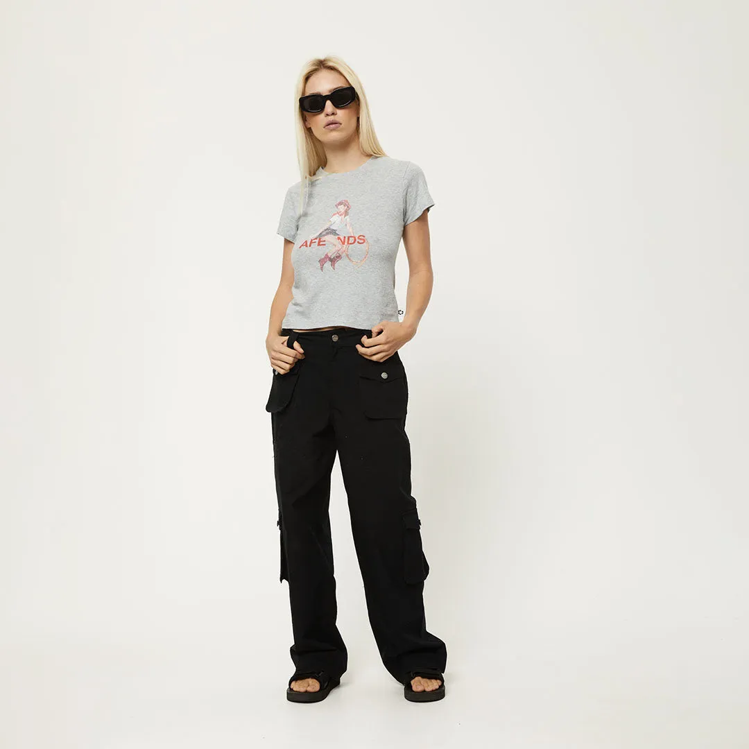 AFENDS Womens Sweet West - Baby T-Shirt - Shadow Grey Marle