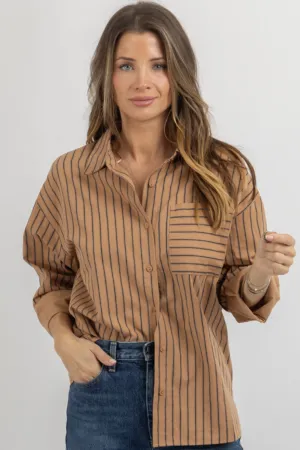 ARCHIE BROWN STRIPED BLOUSE