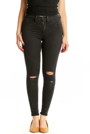Black Distressed High-Waisted Skinny Jeans