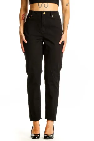 Black High-Waisted Straight-Leg Jeans