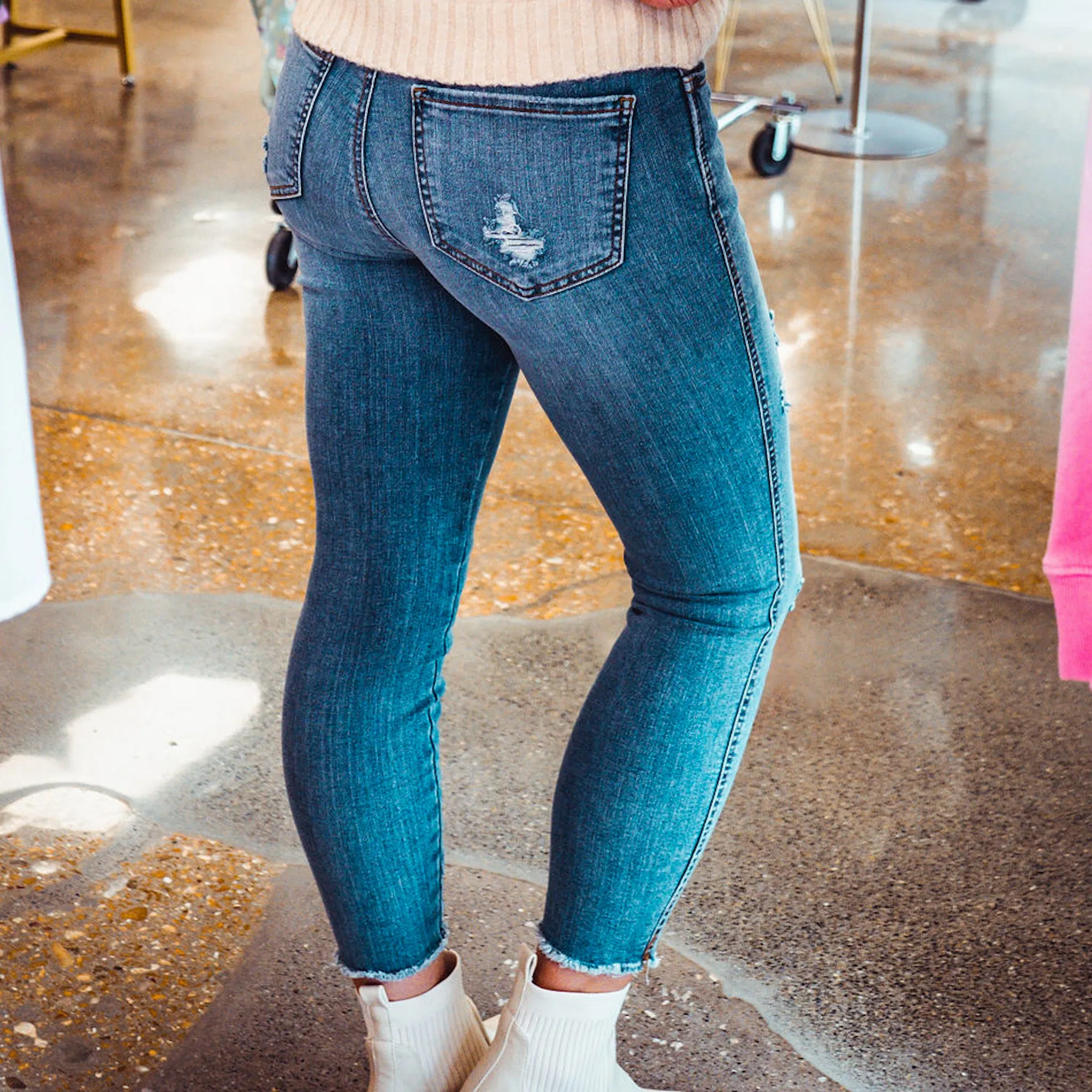 Connie High Fab Ab Crop Denim
