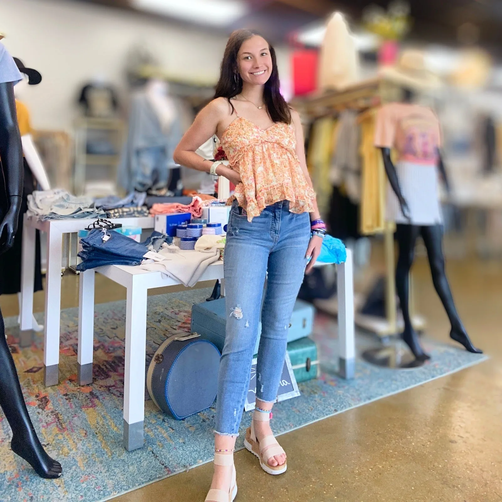 Connie High Fab Ab Crop Denim