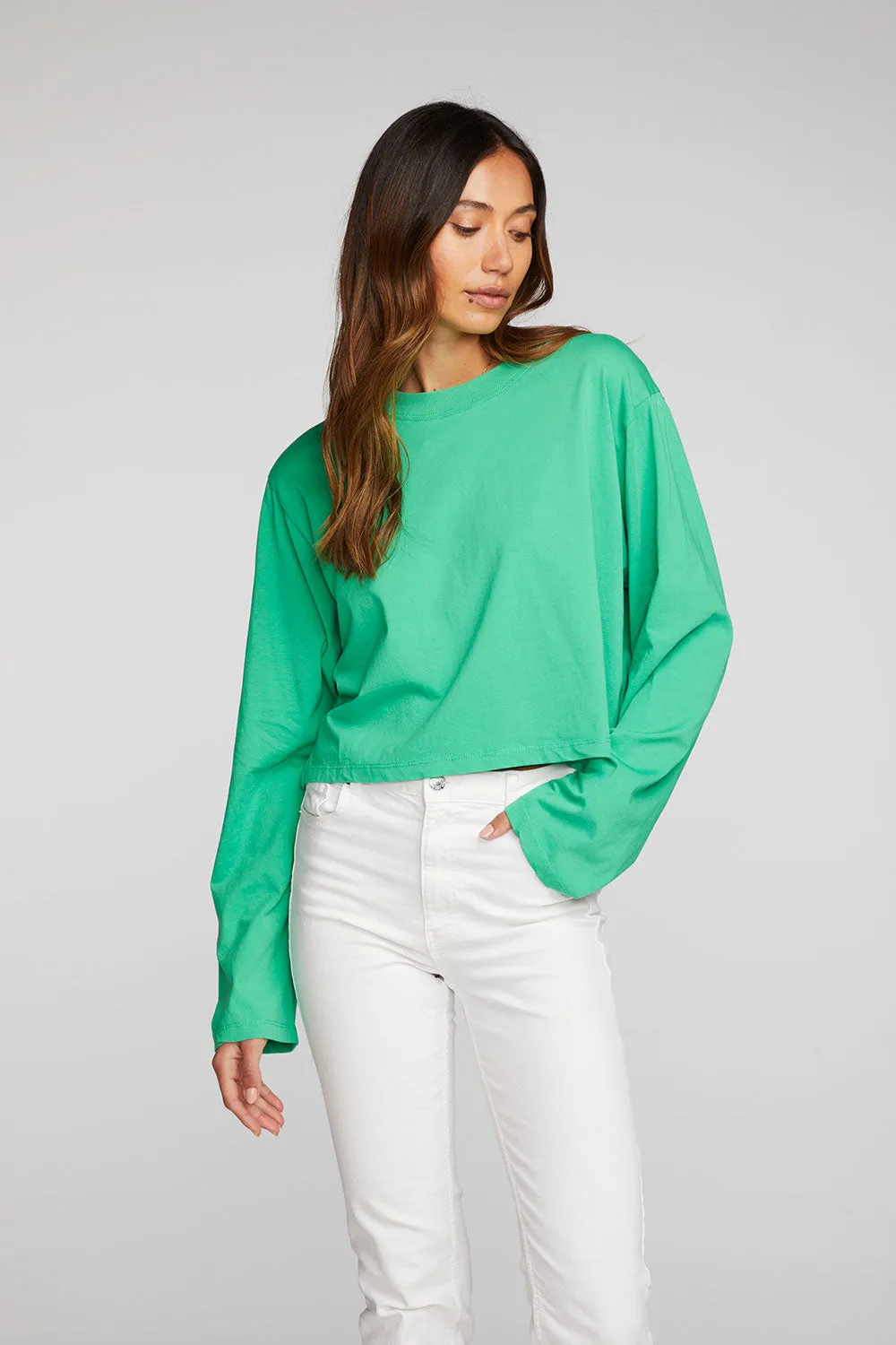 Cotton Jersey Cropped Long Sleeve Tee