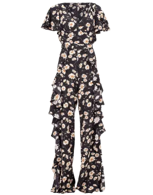 Daisy Crepe De Chine Ruffled Jumpsuit