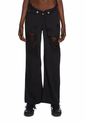 Distressed Fold Over Boyfriend Jeans