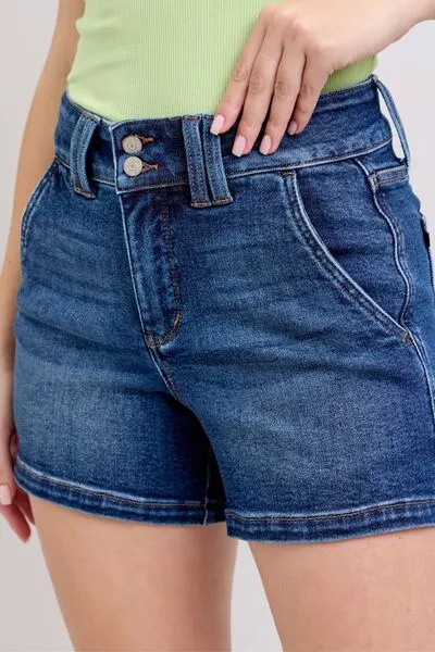 Double Button Denim Shorts