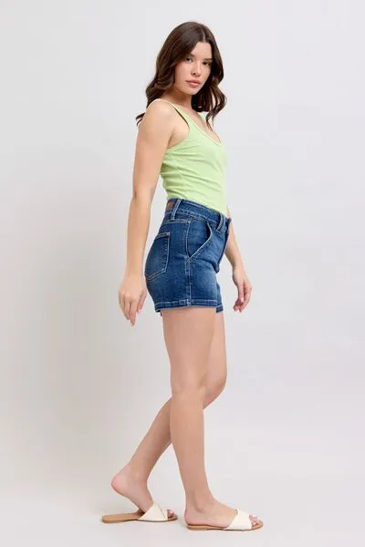 Double Button Denim Shorts