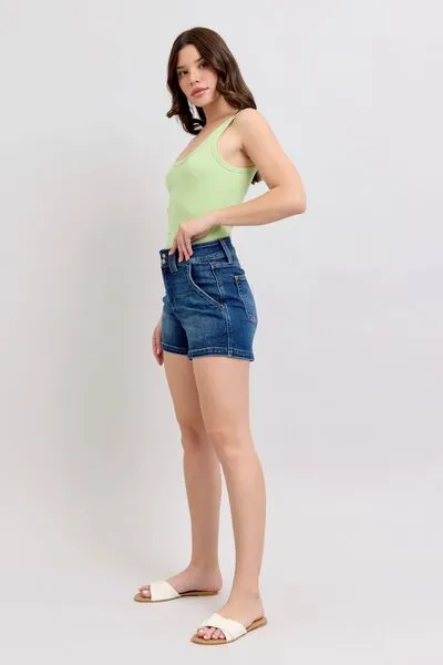 Double Button Denim Shorts