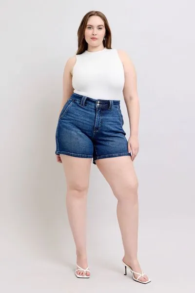 Double Button Denim Shorts