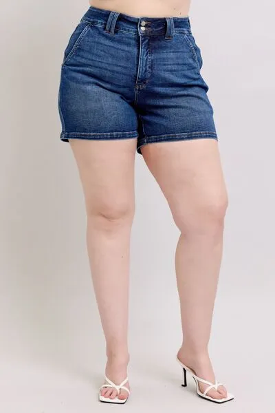 Double Button Denim Shorts