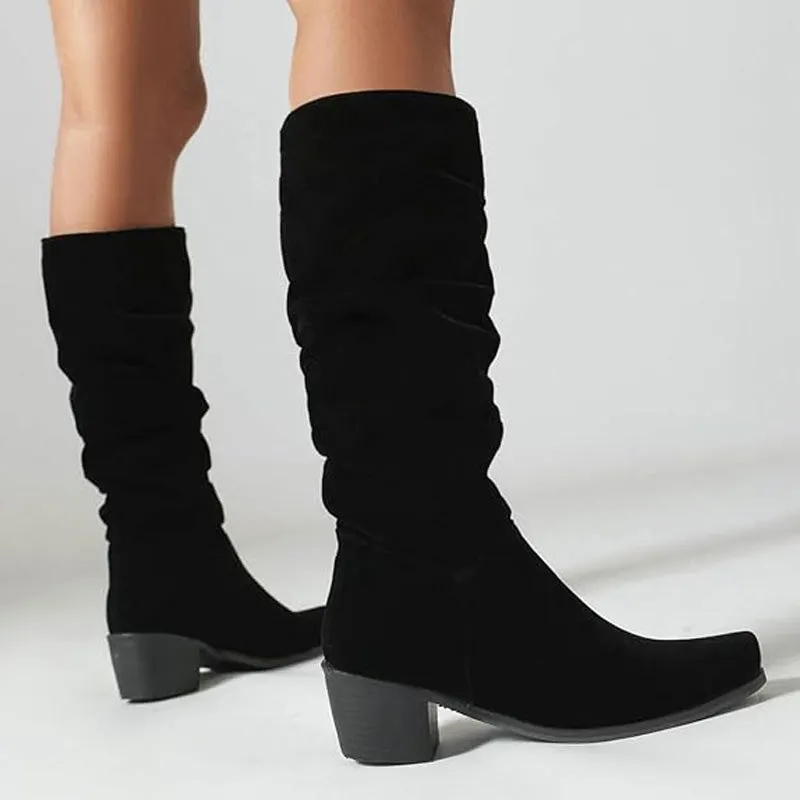 Fashionable Comfortable Knee-High Chunky Heel Boots