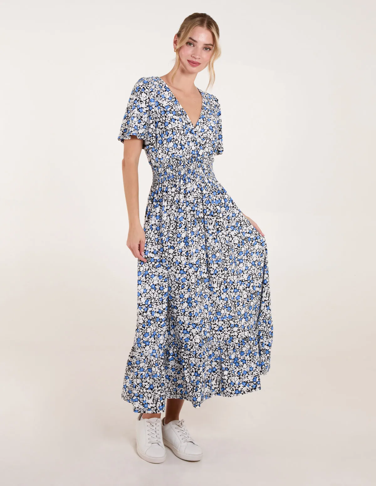 Floral Wrap Front Maxi Dress