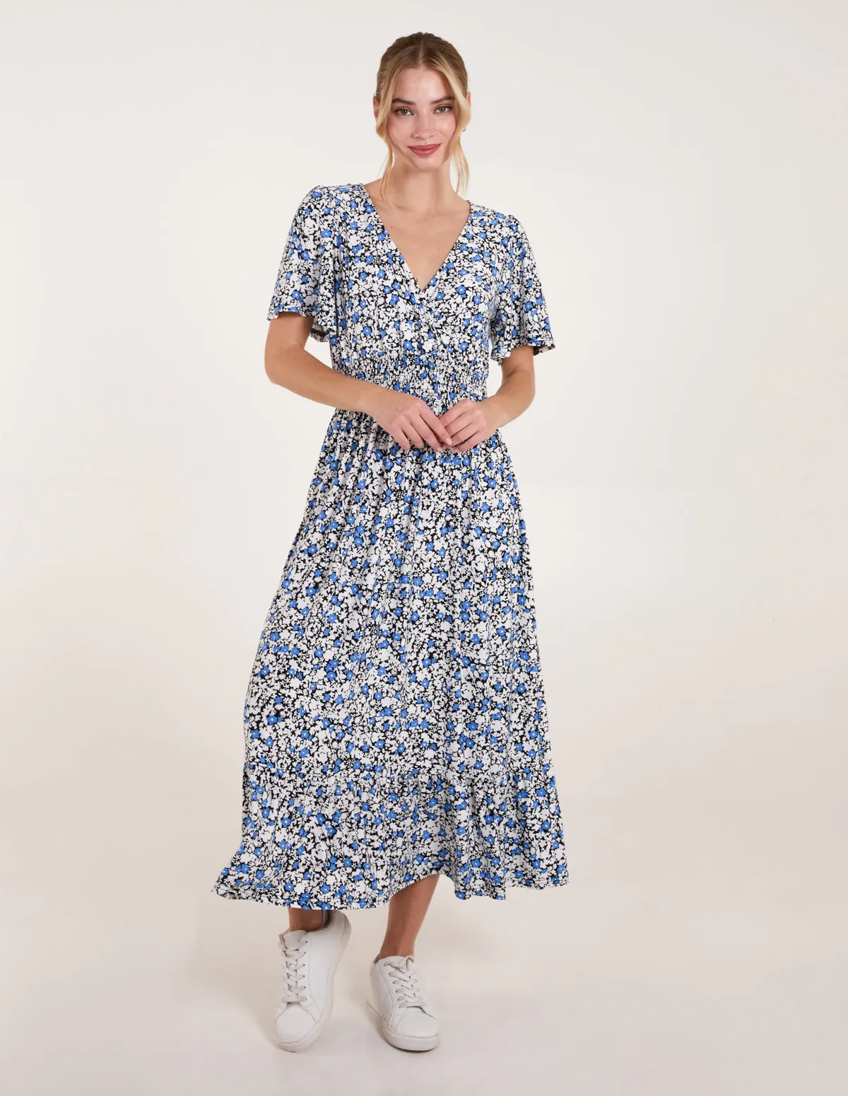 Floral Wrap Front Maxi Dress