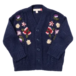 Grandpa Sweater - Navy Floral Embroidery