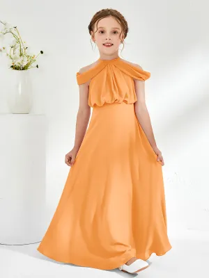 Halter Off-the-shoulder Junior Bridesmaid Dress Orange