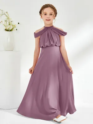 Halter Off-the-shoulder Junior Bridesmaid Dress Wisteria