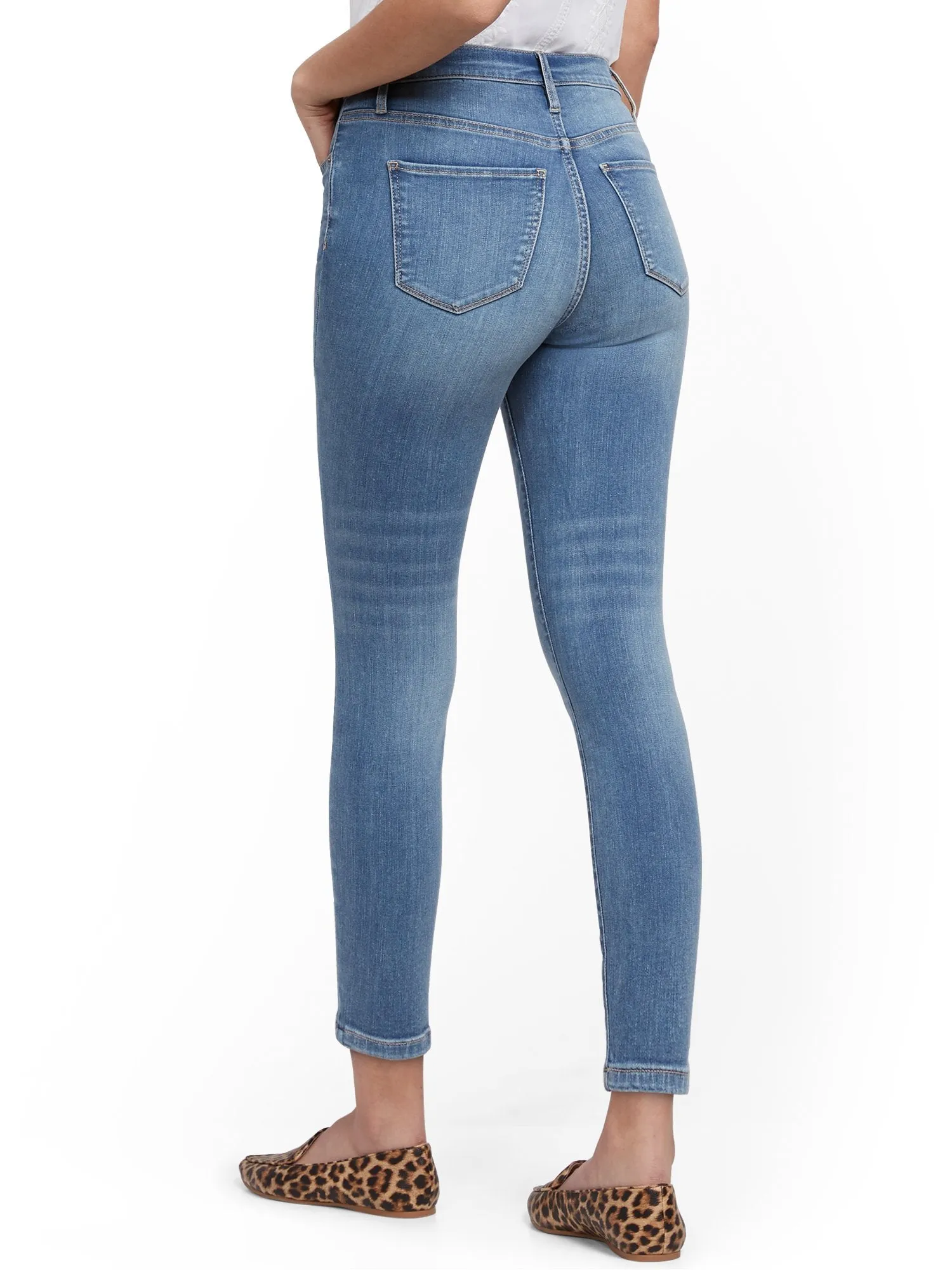 High-Waisted Super-Skinny Ankle Legging - Blue Splash