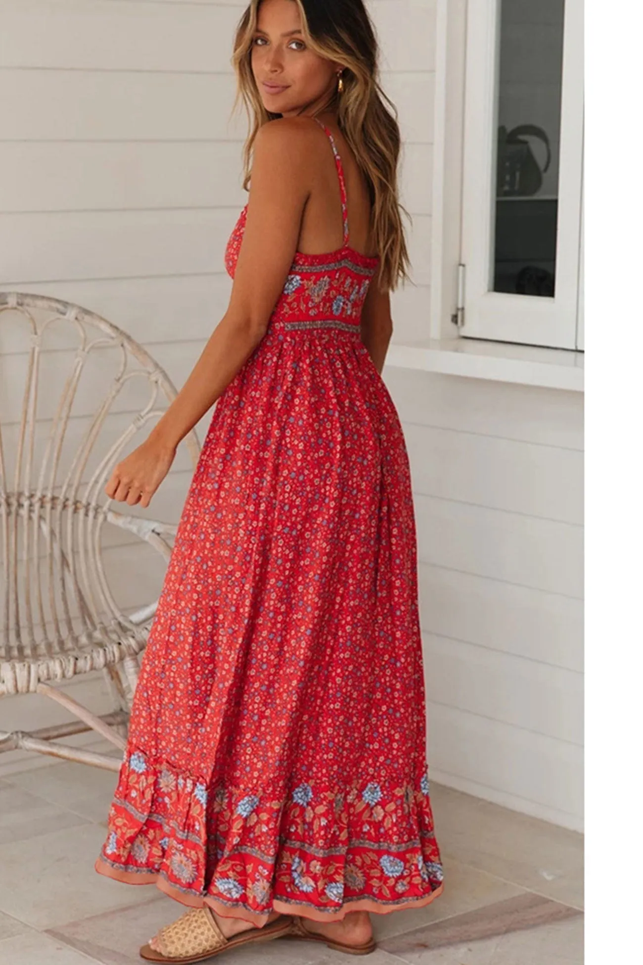 Ivyshape | Bohemian V-Neck Floral Maxi Dress