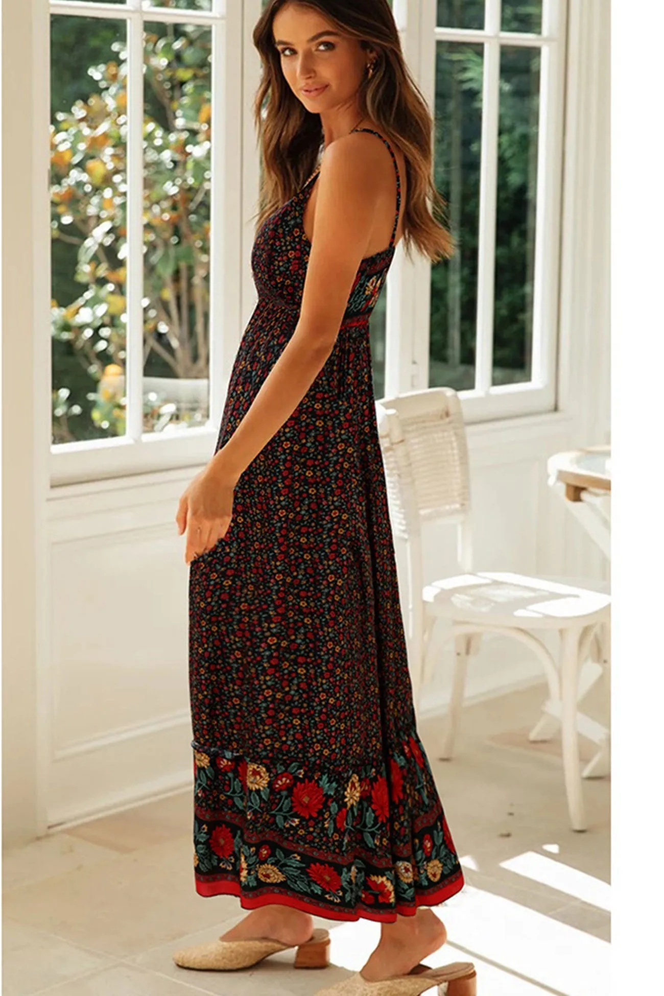 Ivyshape | Bohemian V-Neck Floral Maxi Dress