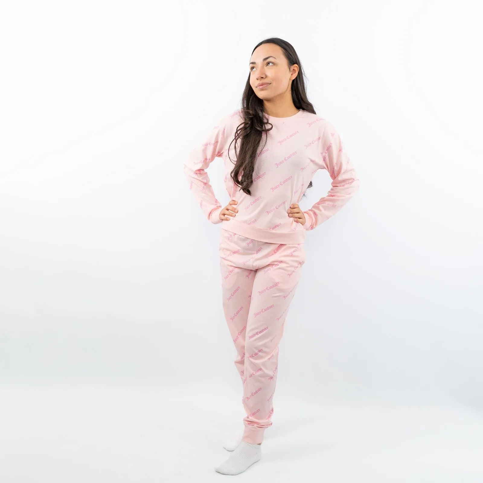 Juicy Couture Girls Pink Long Sleeve Relaxed Fit Soft Cotton Jersey Pyjama Set