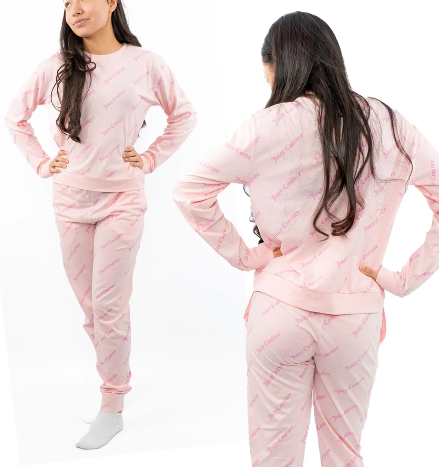 Juicy Couture Girls Pink Long Sleeve Relaxed Fit Soft Cotton Jersey Pyjama Set