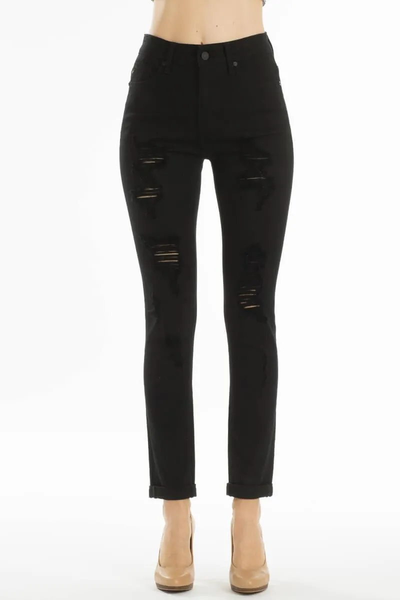 KanCan Distressed Black Denim Ankle Jeans