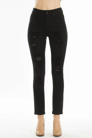 KanCan Distressed Black Denim Ankle Jeans
