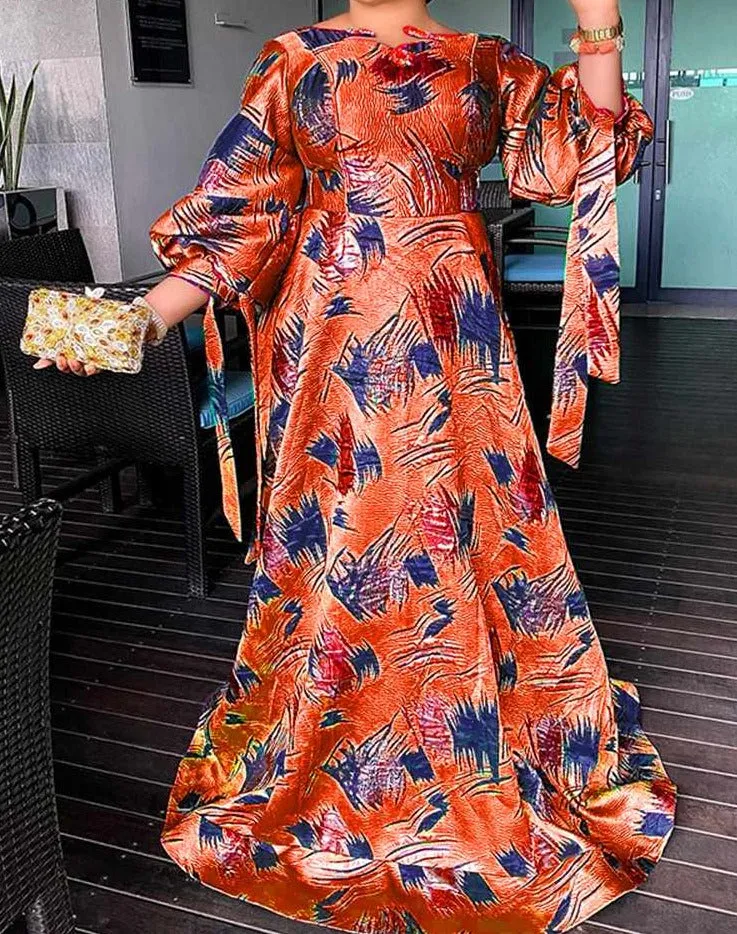 Lantern Sleeve Printed Sundress Summer dress