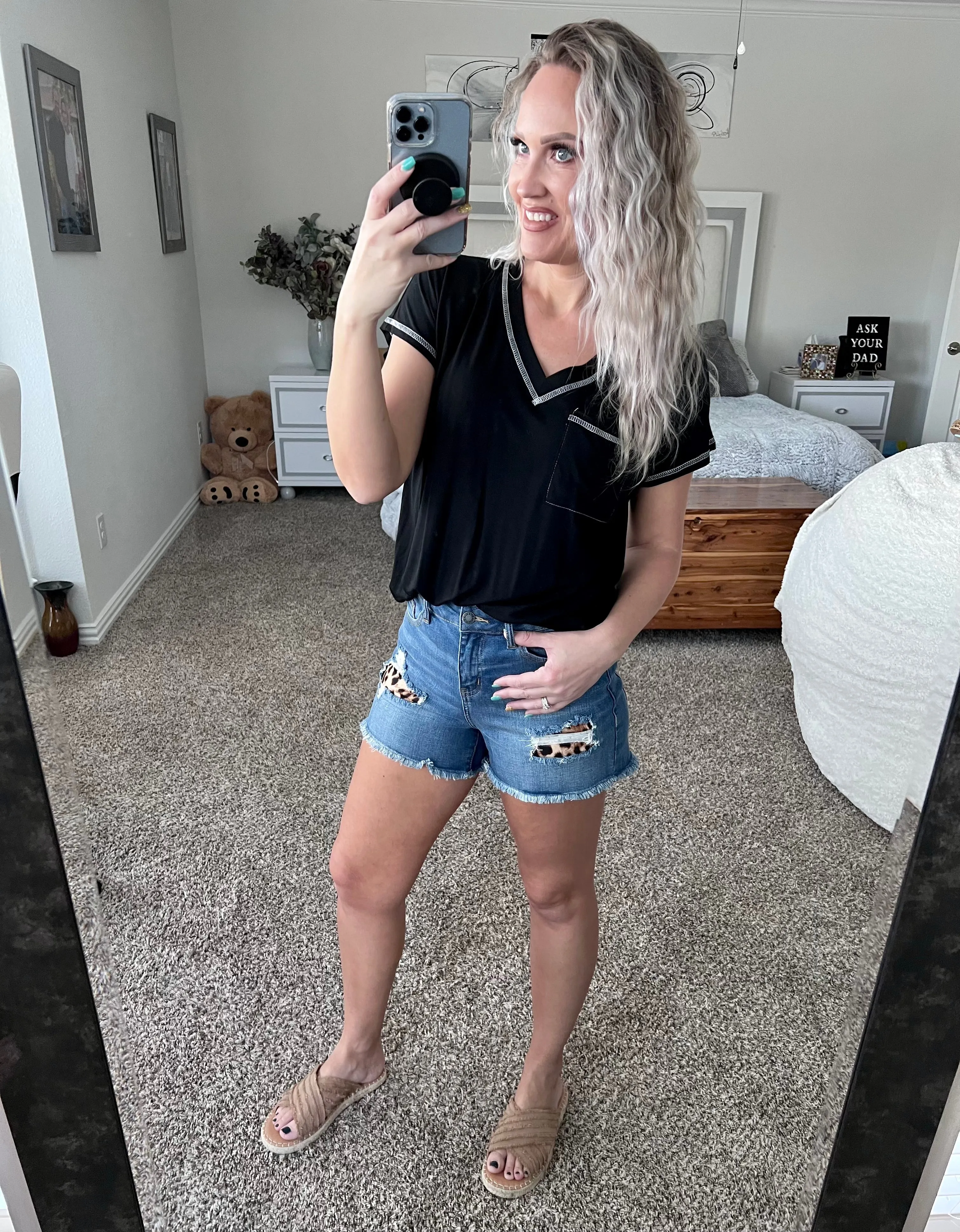 Leopard patched Judy Blue shorts