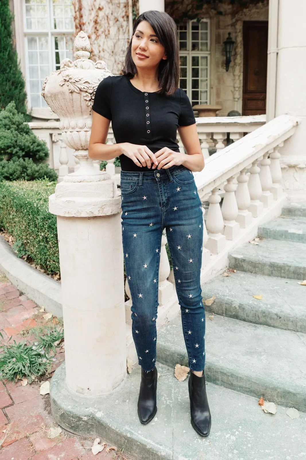 Lexington Embroidered Skinny Jeans