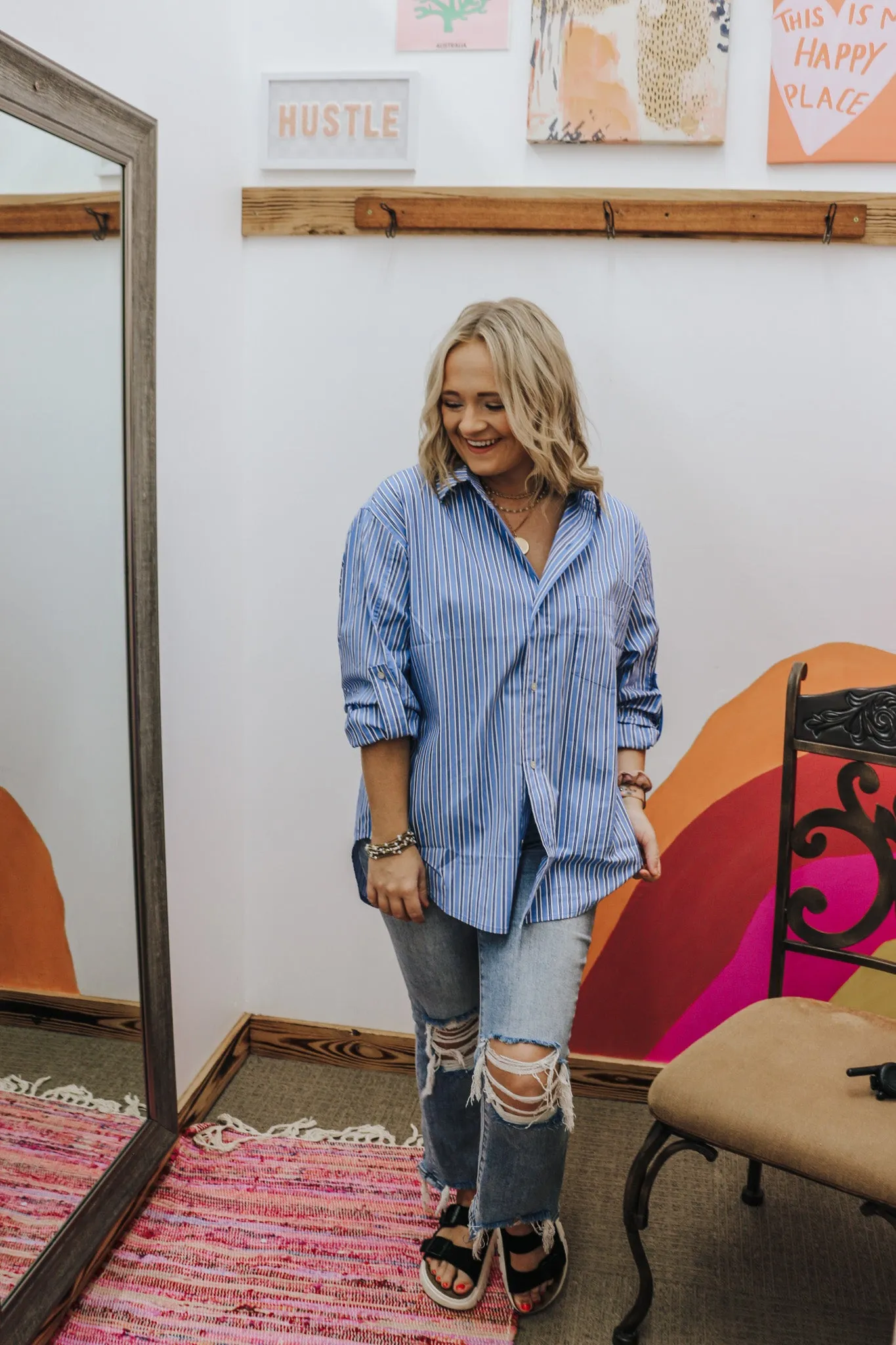 Lola Blue Striped Blouse