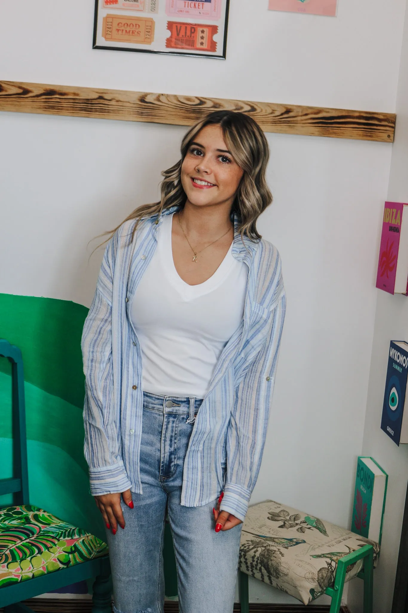 Lola Blue Striped Blouse