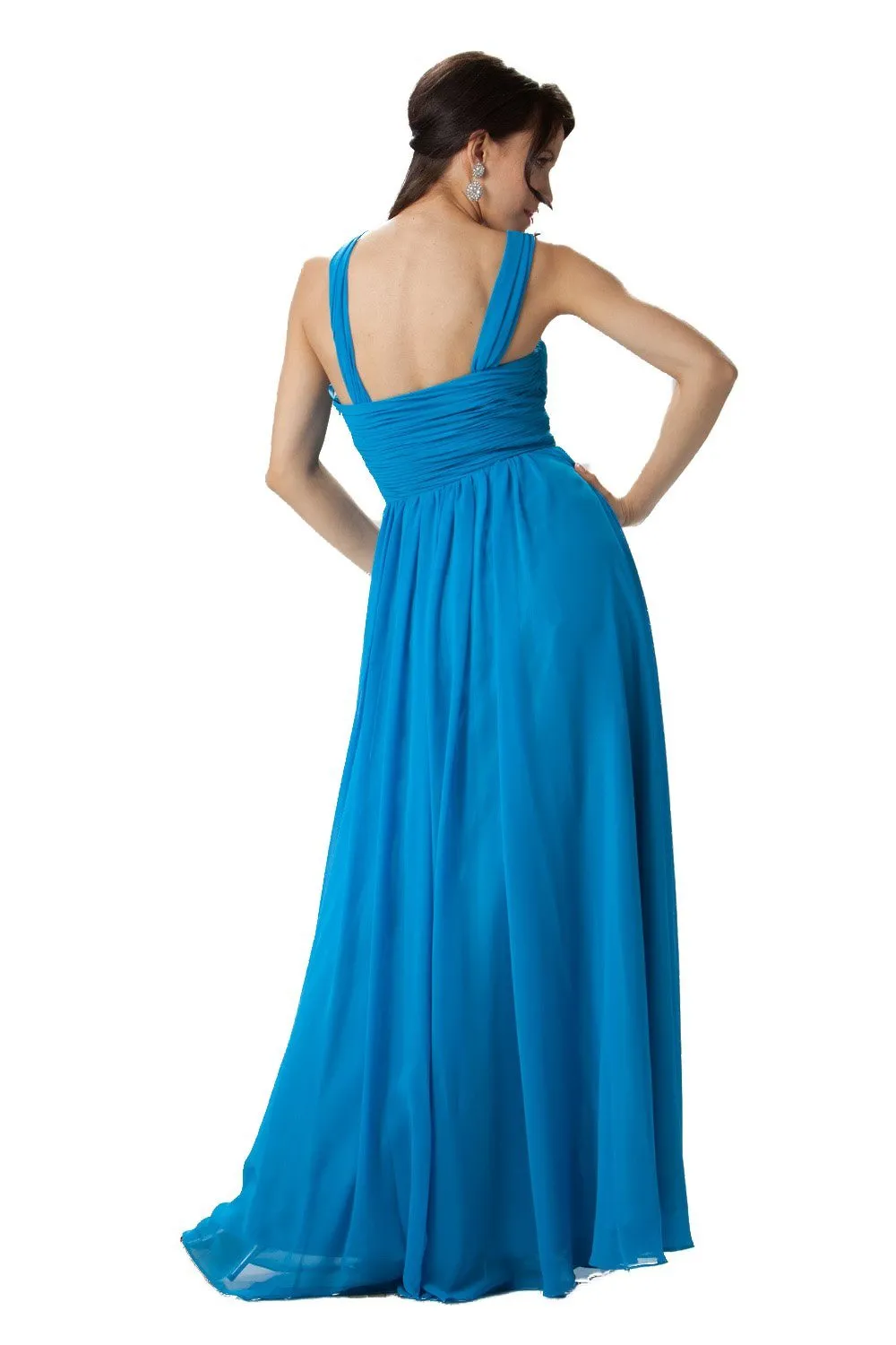 Long One Shoulder Chiffon Dress by Poly USA 6678