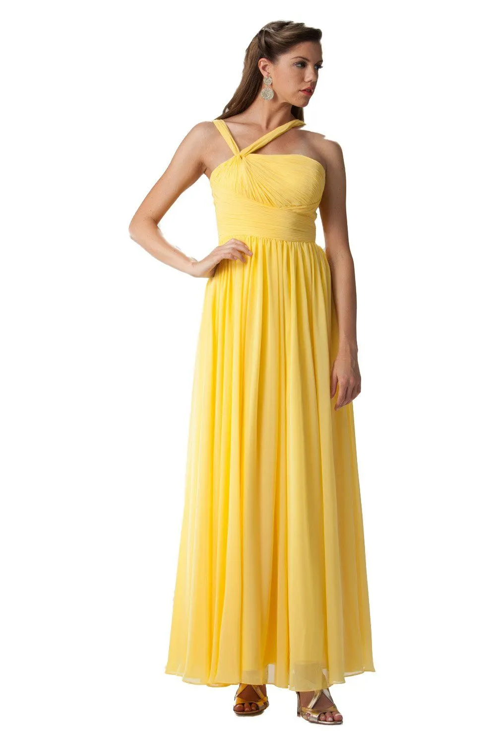 Long One Shoulder Chiffon Dress by Poly USA 6678