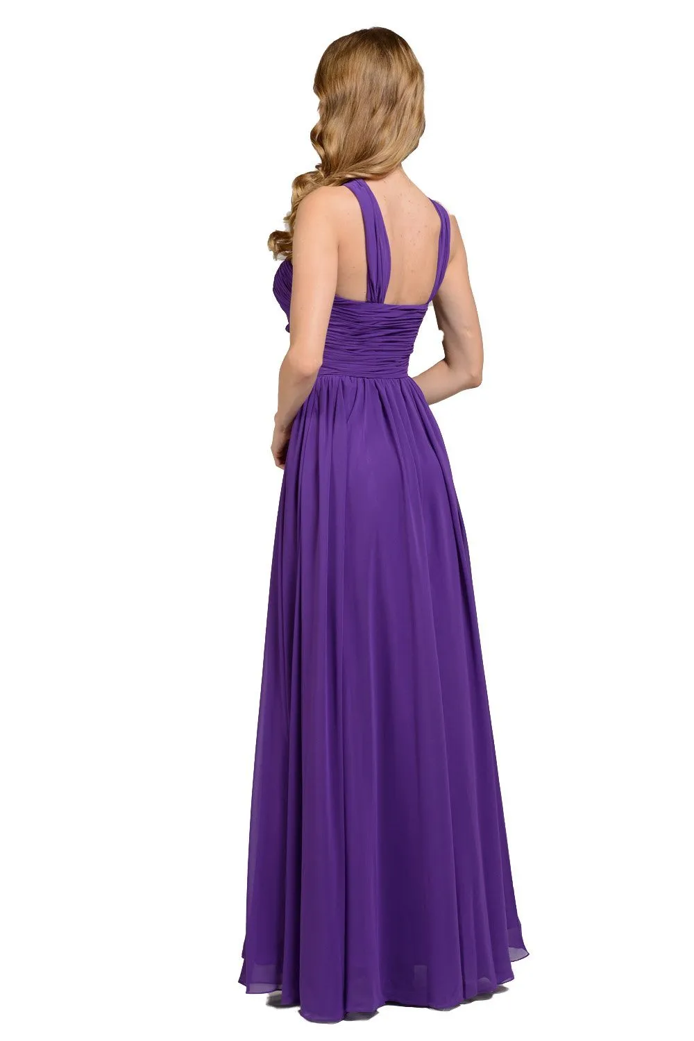 Long One Shoulder Chiffon Dress by Poly USA 6678
