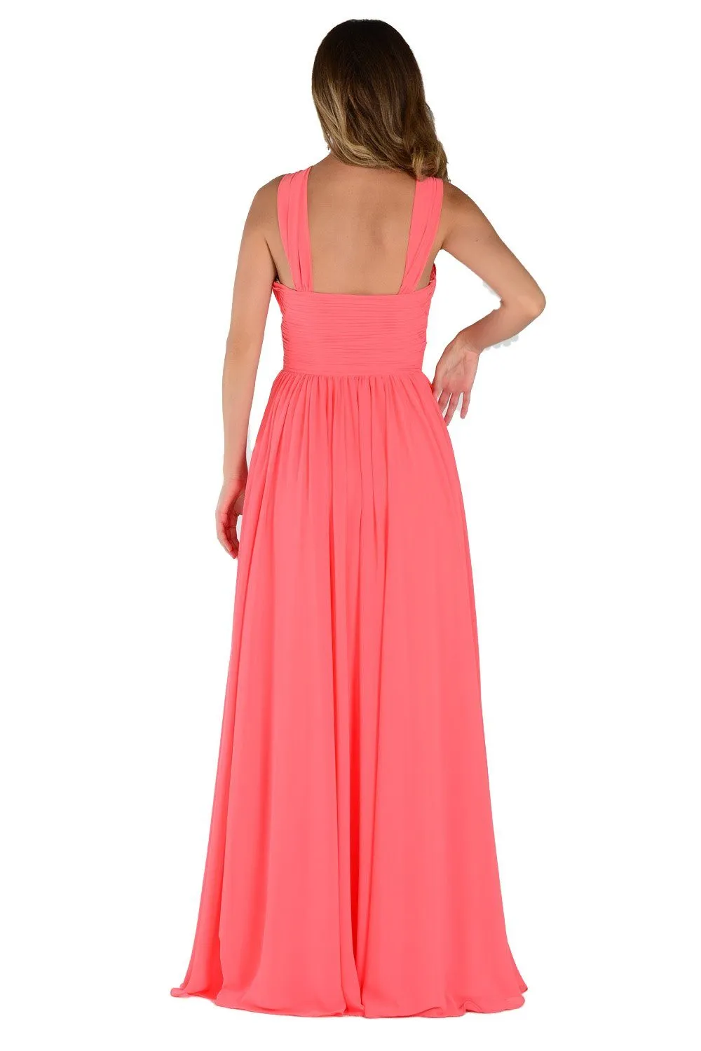 Long One Shoulder Chiffon Dress by Poly USA 6678