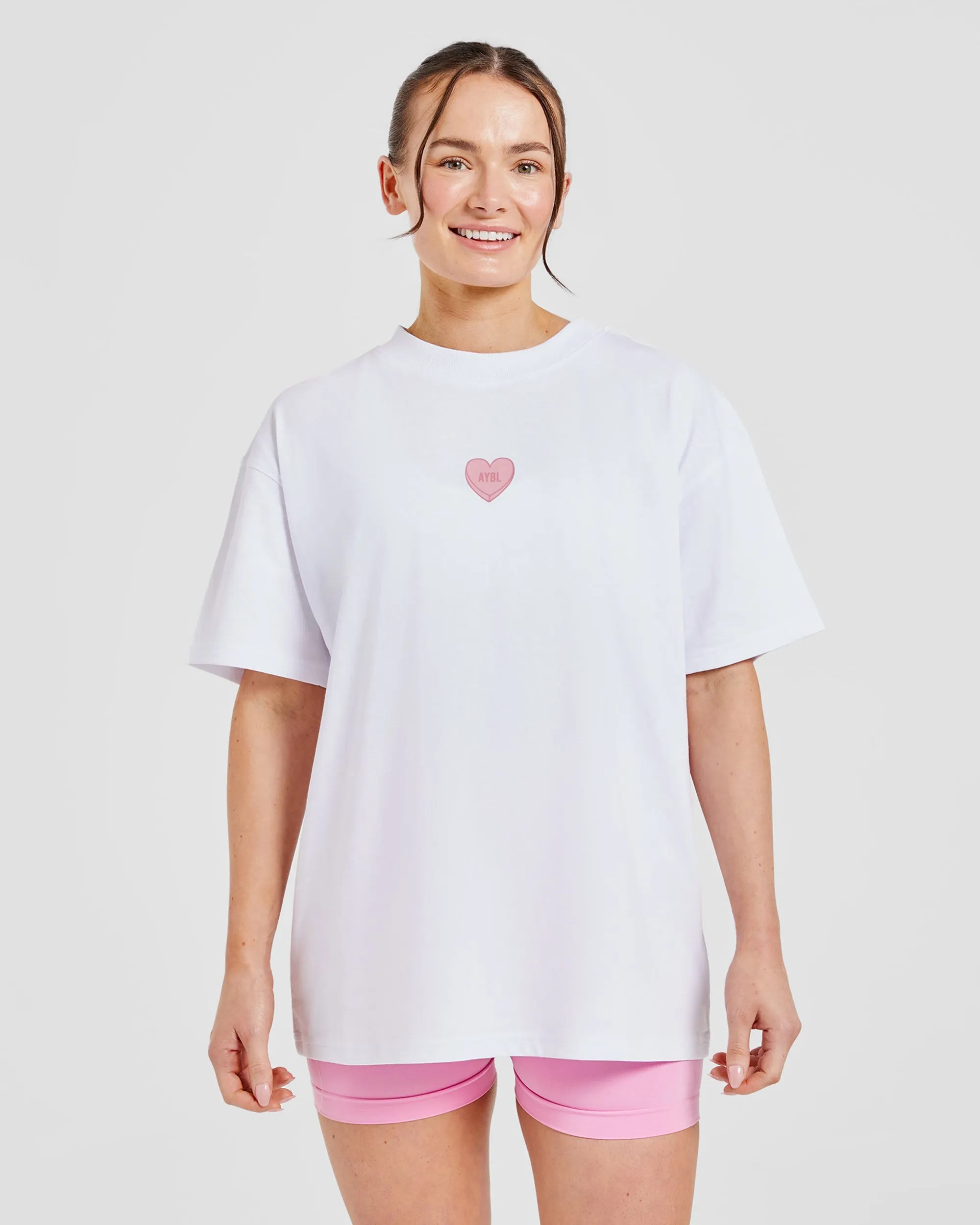 Love Hearts Oversized T Shirt - White