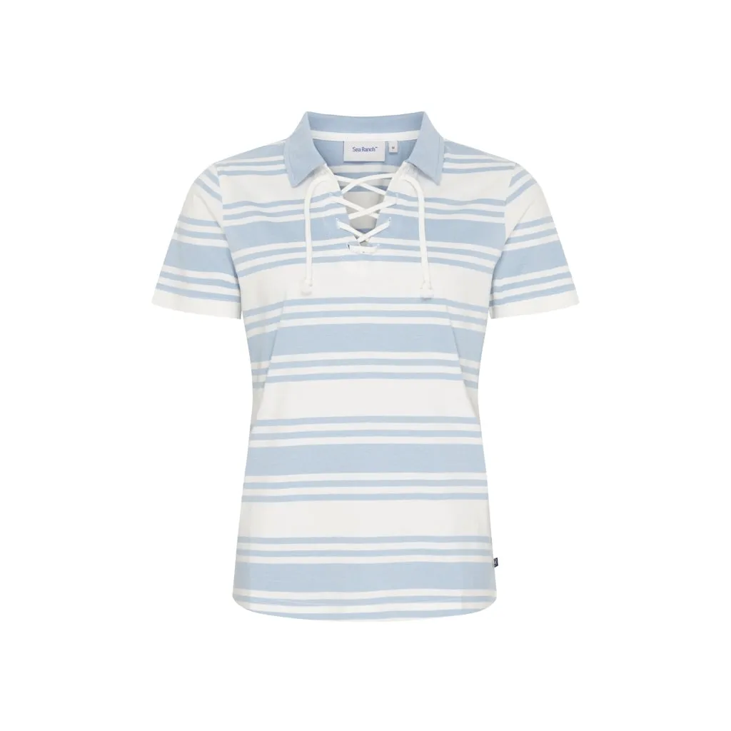 Lynne Jersey Polo - Pearl / Powder Blue