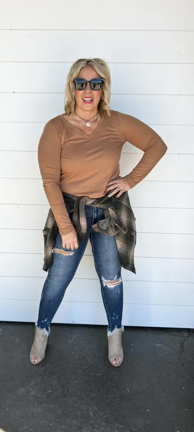 Mid Rise Raw Hem Distressed Skinny Jeans- Judy Blue - Final Sale