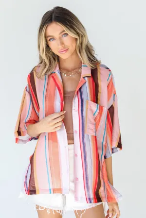 More To Adore Striped Button-Up Blouse