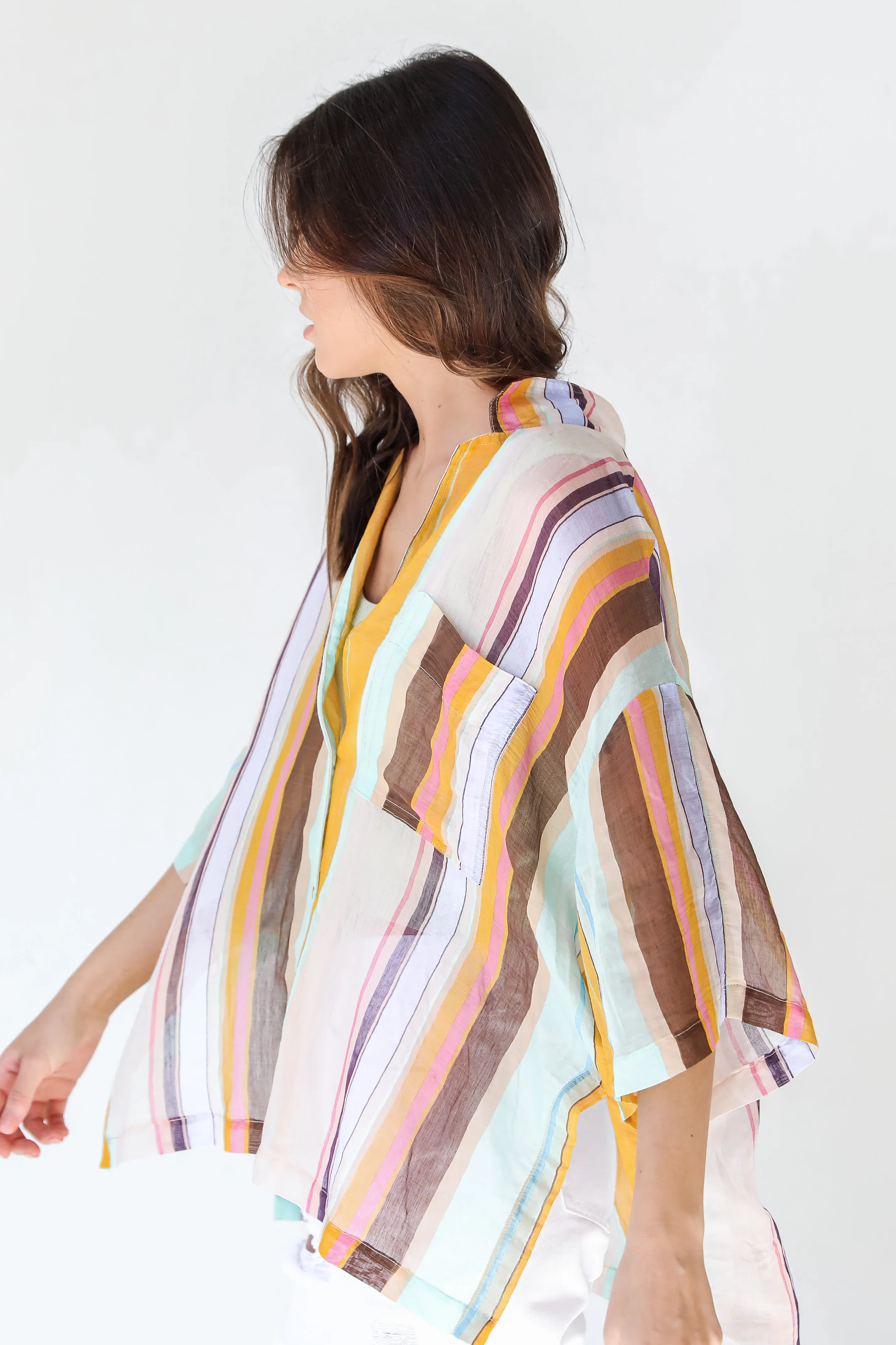 More To Adore Striped Button-Up Blouse