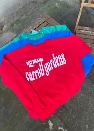 Neighborhood postcard upcycled sweatshirt, Carroll Gardens
