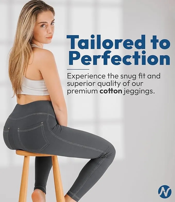 New Nirlon Women's Jeggings High Waist Tummy Control Jean Leggings with Pockets Sz 2X Retails $89 