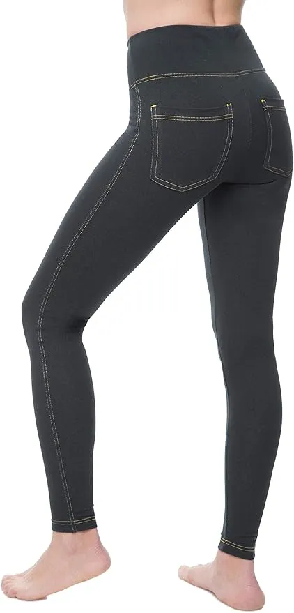 New Nirlon Women's Jeggings High Waist Tummy Control Jean Leggings with Pockets Sz 2X Retails $89 