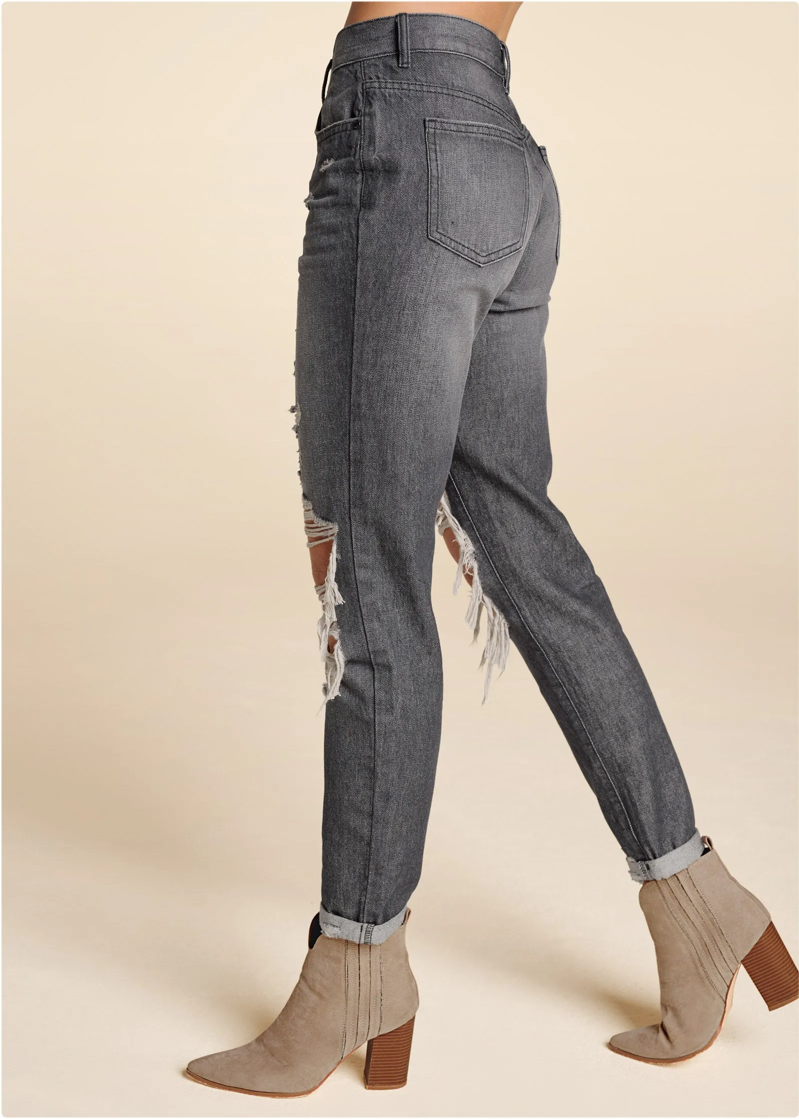 New Vintage Boyfriend Jeans - Black Denim