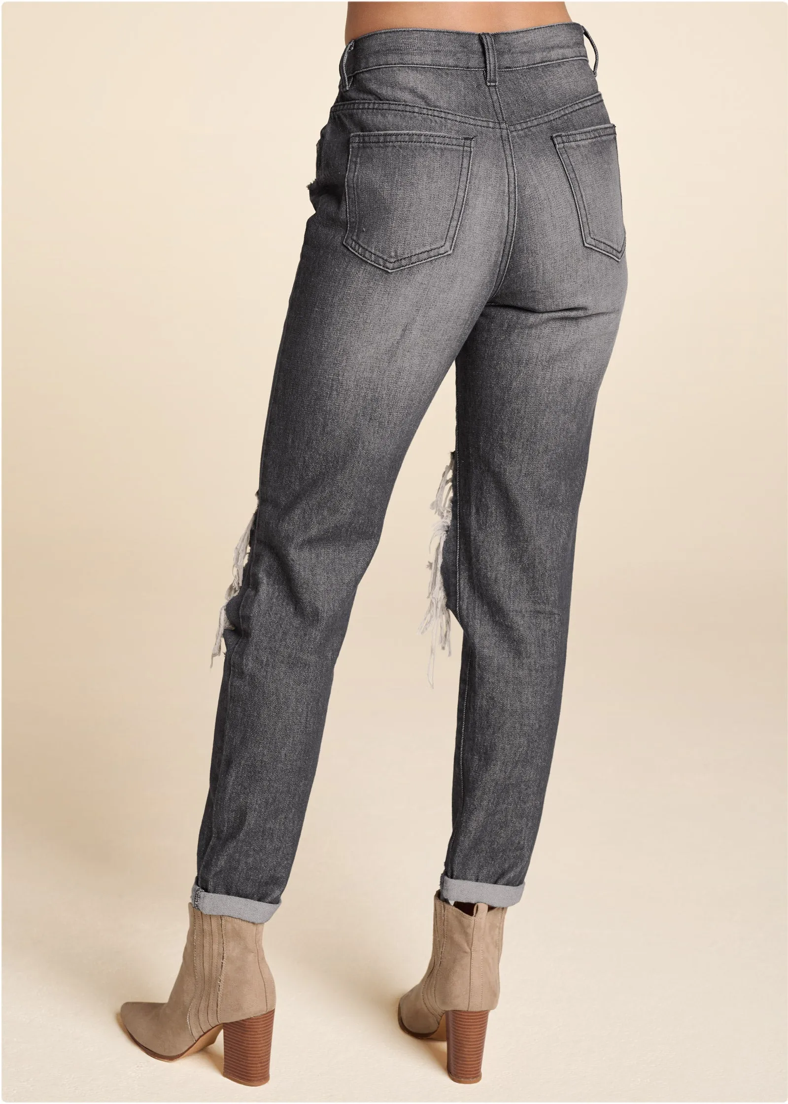 New Vintage Boyfriend Jeans - Black Denim
