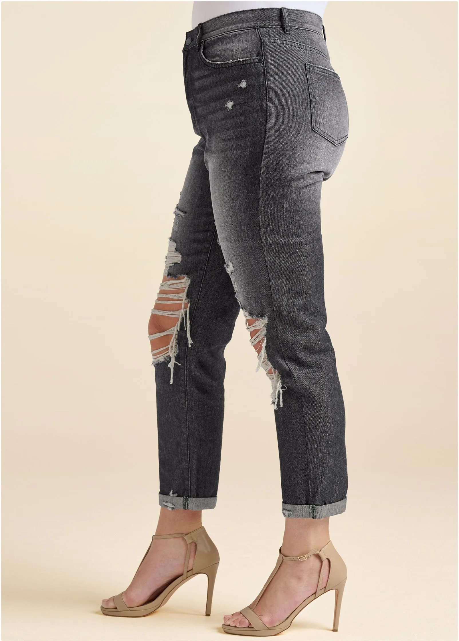 New Vintage Boyfriend Jeans - Black Denim