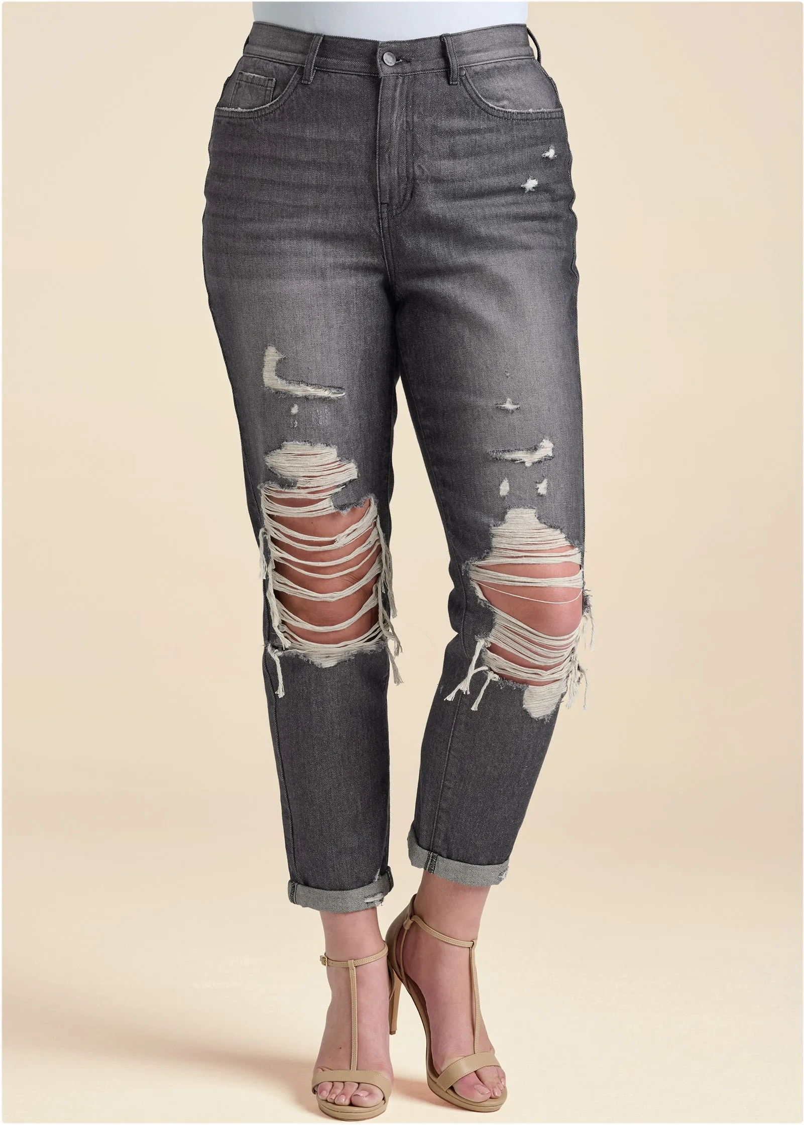 New Vintage Boyfriend Jeans - Black Denim